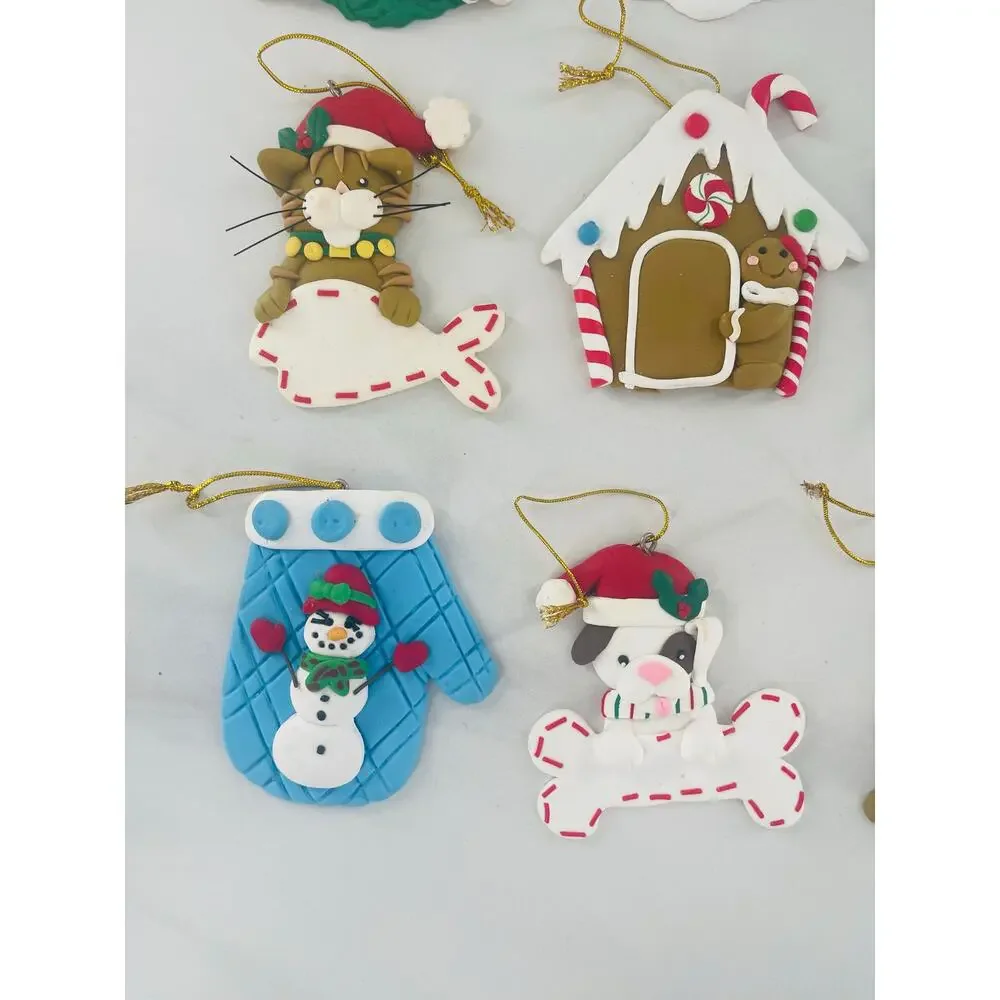 Set of 11 Christmas Clay Ornaments
